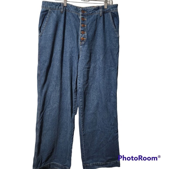 Long Tail Sally Tall Long Wide Leg High Rise Buttonfly Jeans Size 16 - Picture 1 of 7